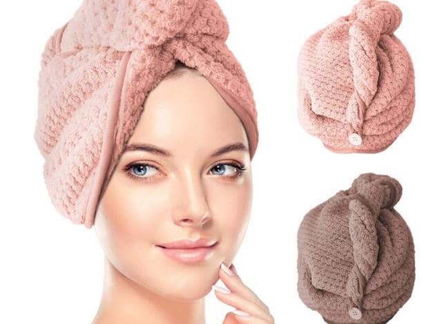 Los turbantes de Renfox en marrón y rosa.
