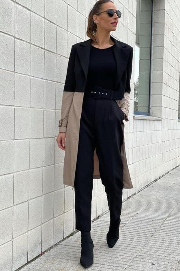 Eva González con el diseño estilizador de Zara en color negro. Pincha en la imagen para descubrir los pantalones más originales de la nueva colección de Bershka./instagram