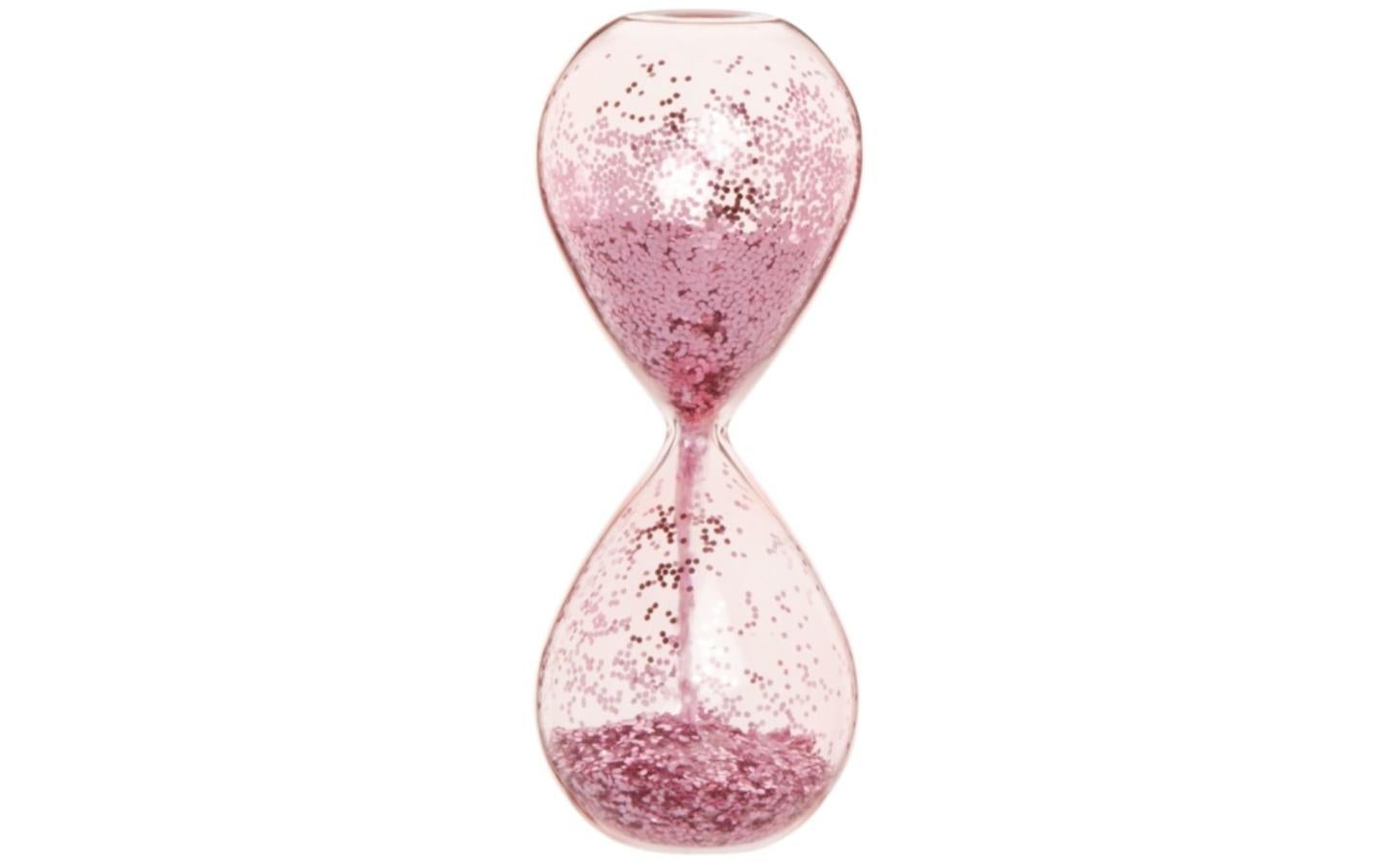 Reloj de arena de cristal tintado rosa