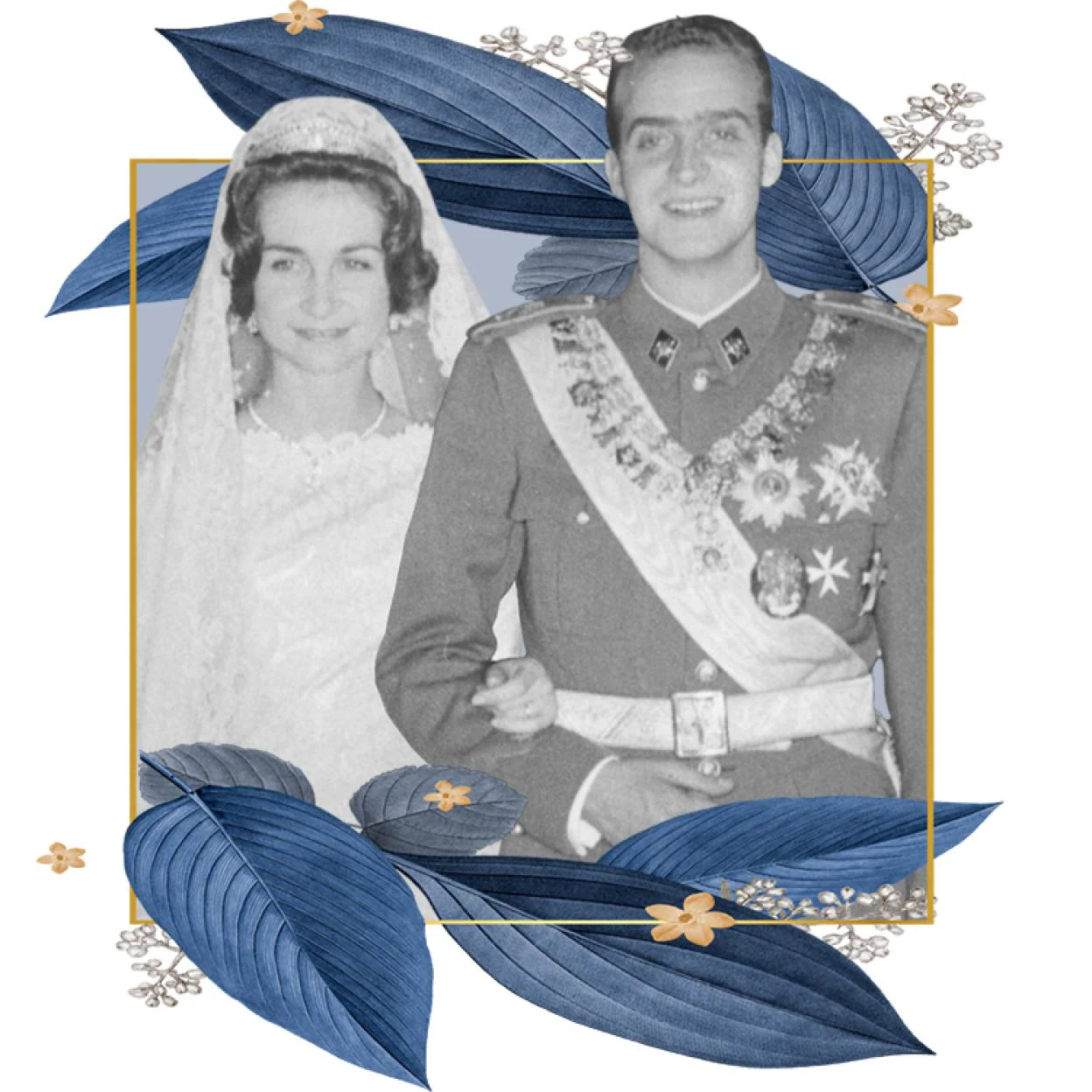 Boda de los reyes Sofía de Grecia y Juan Carlos de Borbón./grafismo: luca lópez