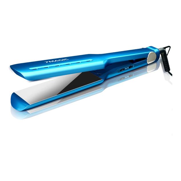 Plancha Profesional Zafir Azul Placas de Titanio 230º. -Alvi Cosmetics.