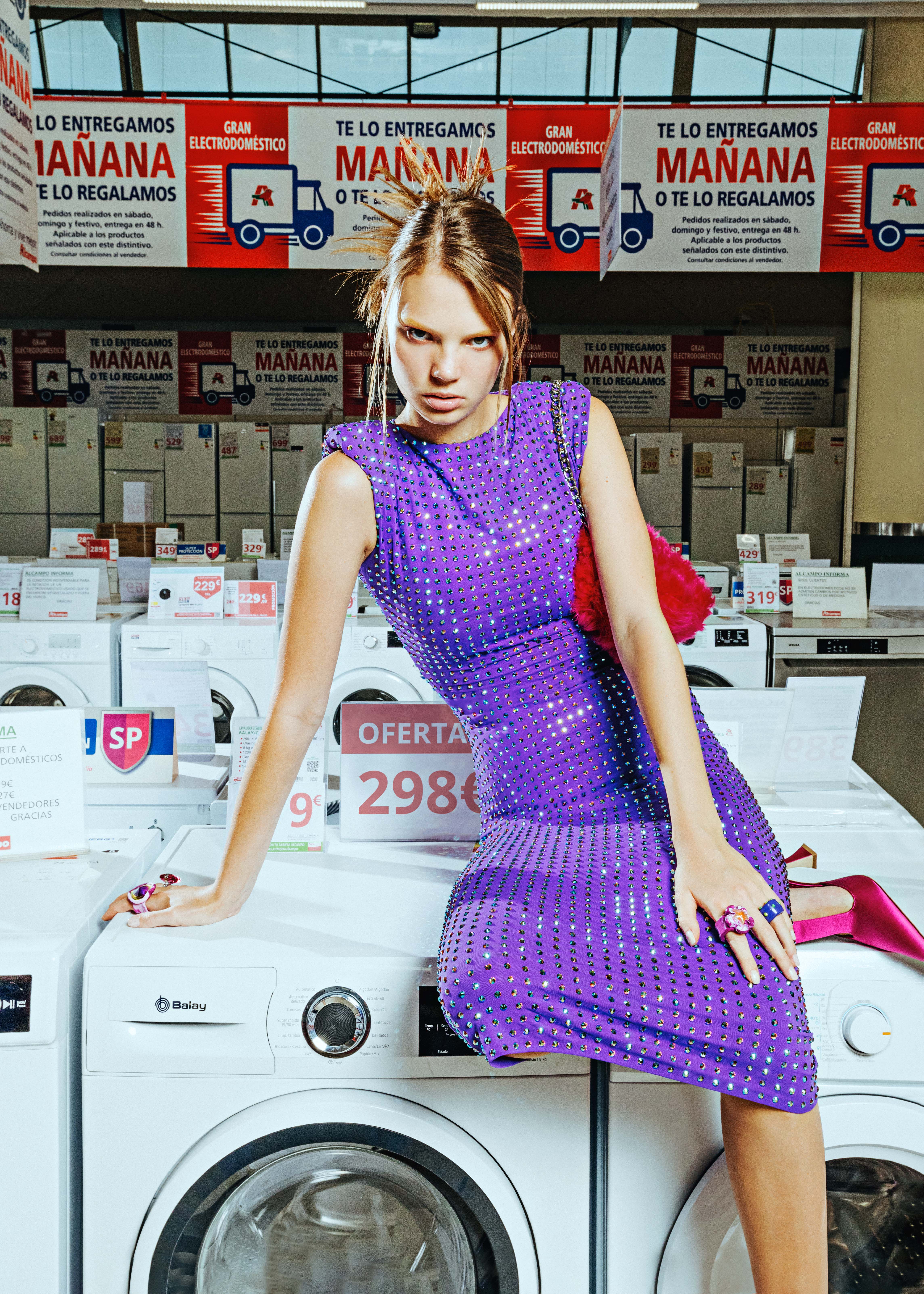 Vestido brillante y color block