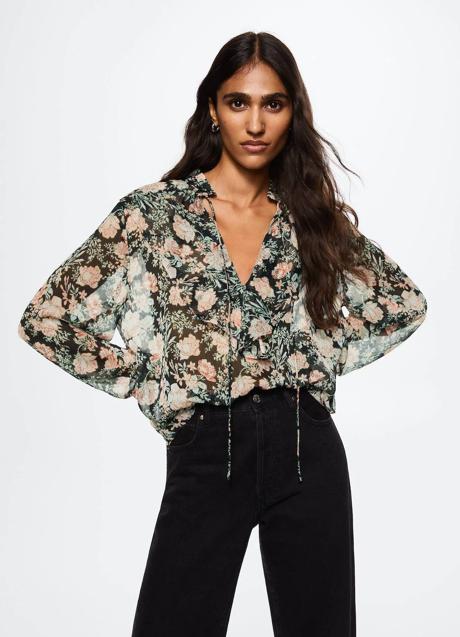 Blusa fluida con floral print retro