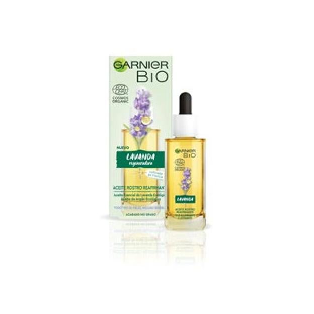 Garnier Bio Aceite Facial Reafirmante con Aceite Esencial Lavanda y de Argán Ecológicos y Vitamina E.