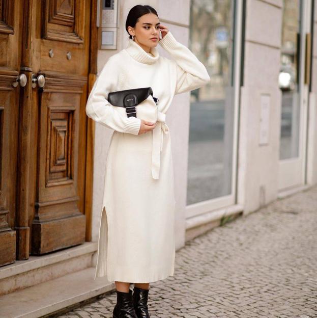 Los vestidos midi de punto más elegantes, cómodos y calentitos de las rebajas