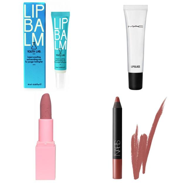 Youth Lab Bálsamo de Labios (7,99 euros), MAC Brillo de Labios Lipglass (18,40 euros), Krash Kosmetics Mattex Cream Lipstick (12,95 euros) y Nars Velvet Matte Lip Pencil Lápiz de Labios (22,79 euros). Disponibles en Primor.