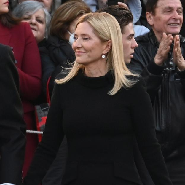 Marie-Chantal Miller en su llegada al funeral de Constantino de Grecia.