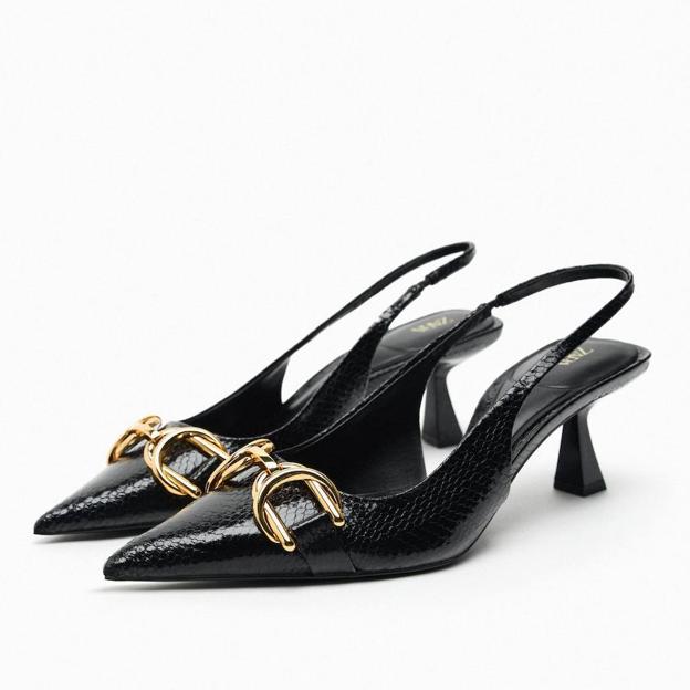 Zapatos de tacón efecto piel de coco