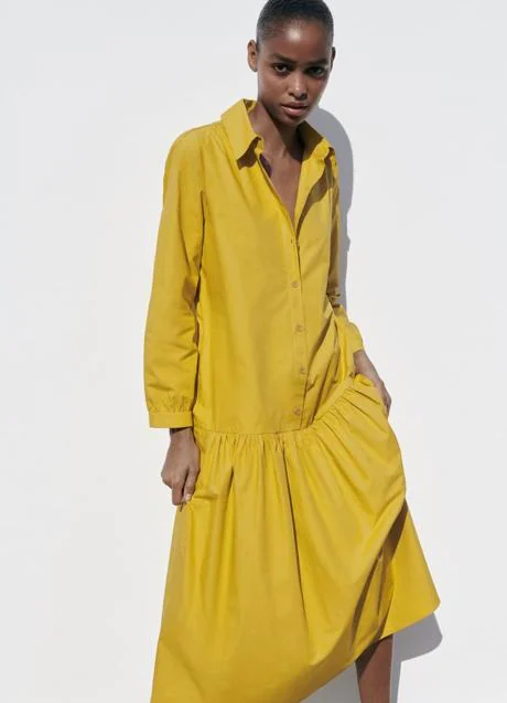 Zara dress in mustard color.  Photo: Zara.