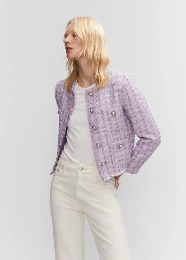 Chaqueta de tweed lavanda: