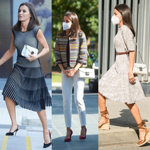 La reina Letizia con el bolso blanco de Furla.