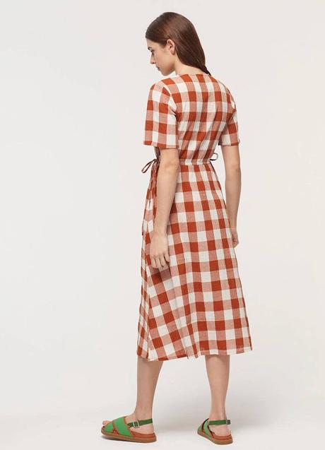 Vestido midi en estampado vichy