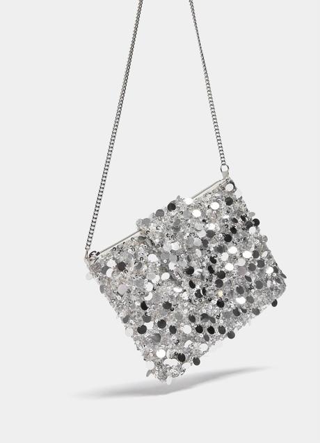 Bolso metalizado con lentejuelas en plata