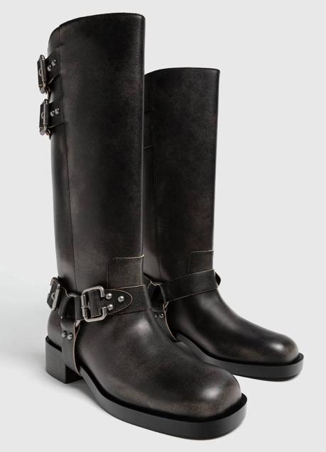 Botas planas estilo biker