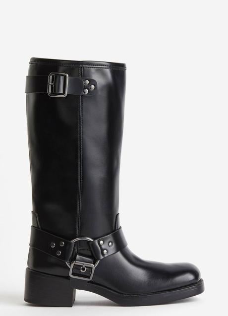 Botas biker con hebillas y tachas