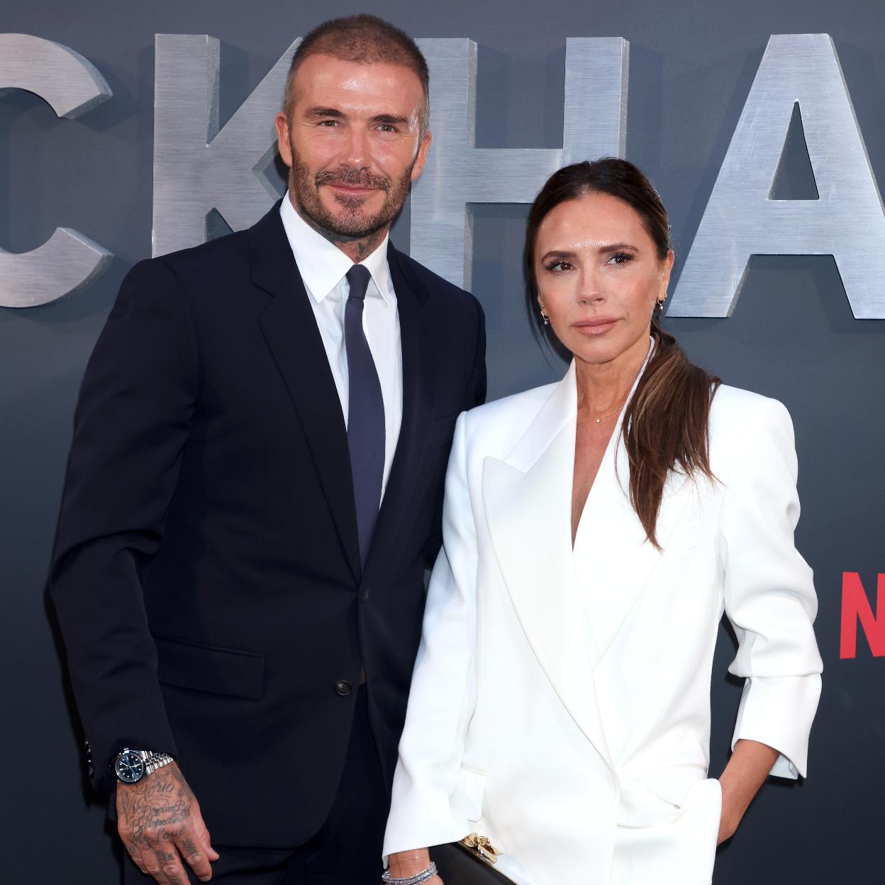 David Beckham y Victoria Beckham asisten al estreno del documental 'Beckham' en Londres. //gtres