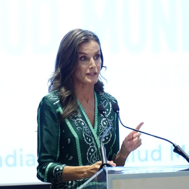 La reina Letizia durante su discurso sobre la salud mental.