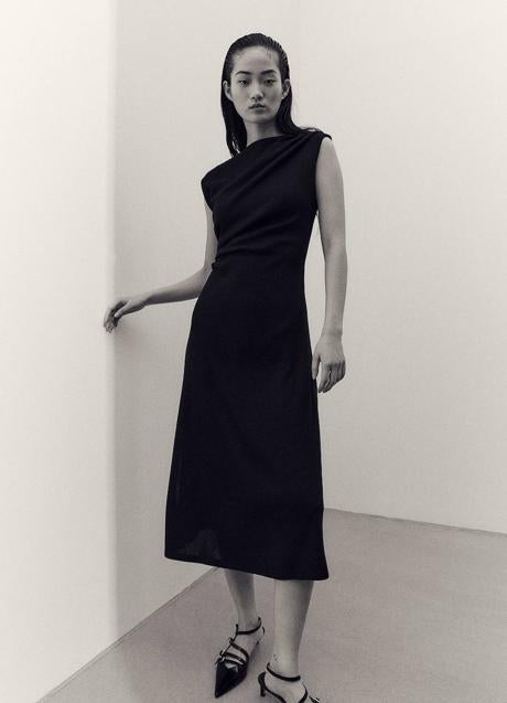 Vestido drapeado en evasé
