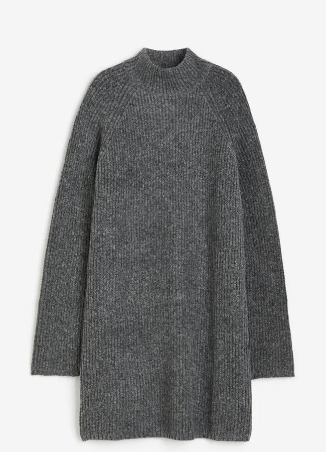 Vestido gris de lana de H&M, 37,99 euros.