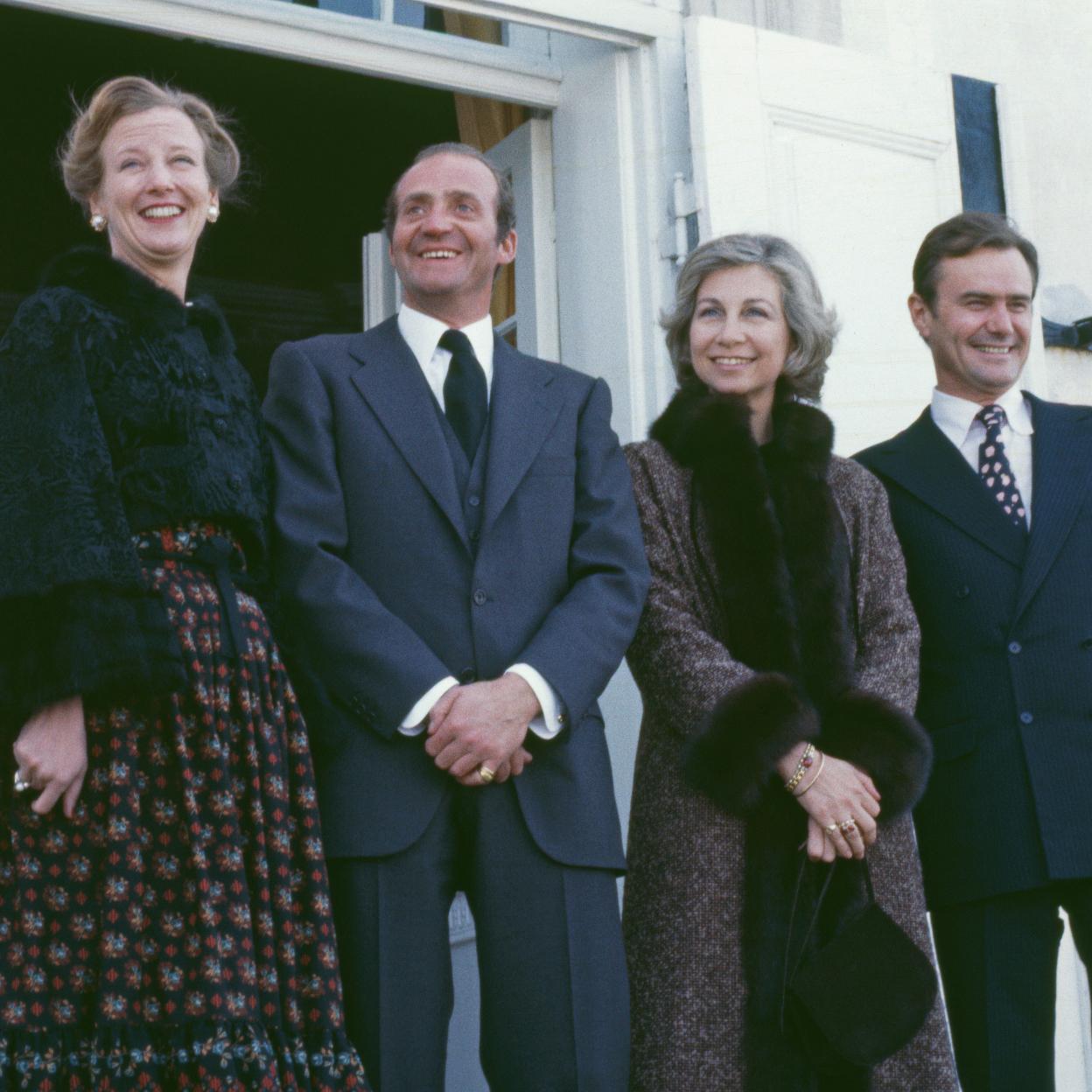 Una de las pocas fotos que quedaron de la visita oficial de los reyes Juan Carlos y Sofía a Dinamarca, en 1980. /getty images