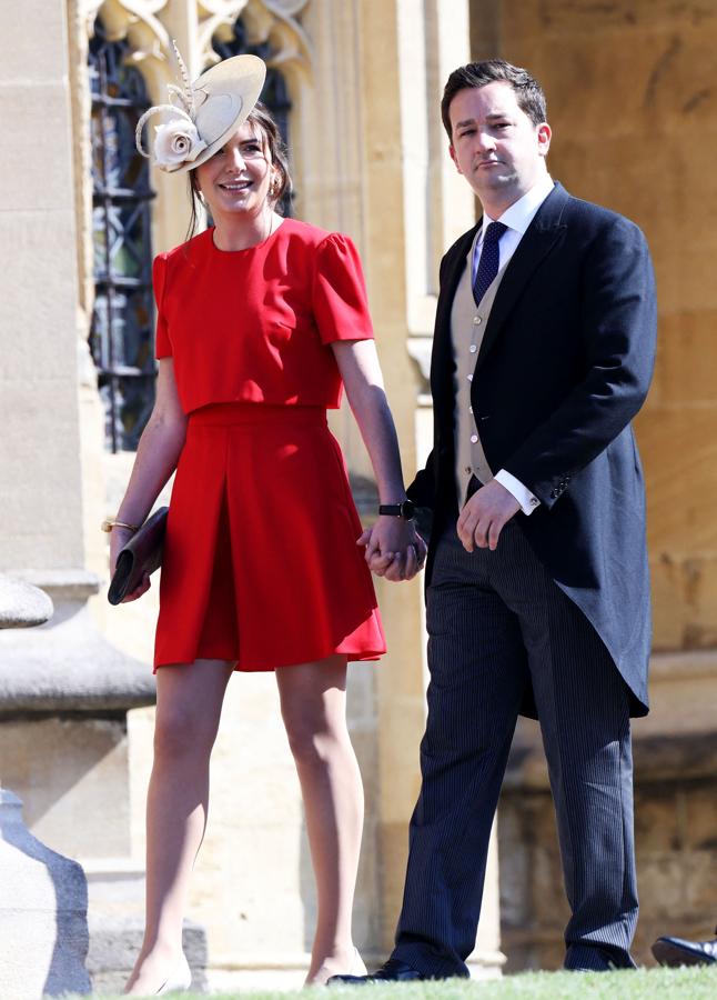 Rebecca Pristley junto a su marido en la boda de Kate Middleton y Guillermo de Gales. / GETTY