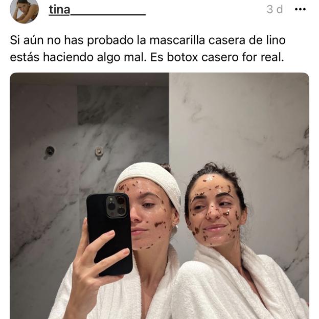 Unas influencers utilizando unas mascarillas de semillas de lino.