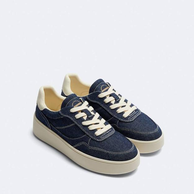 Zapatillas en tejido denim tipo bamba