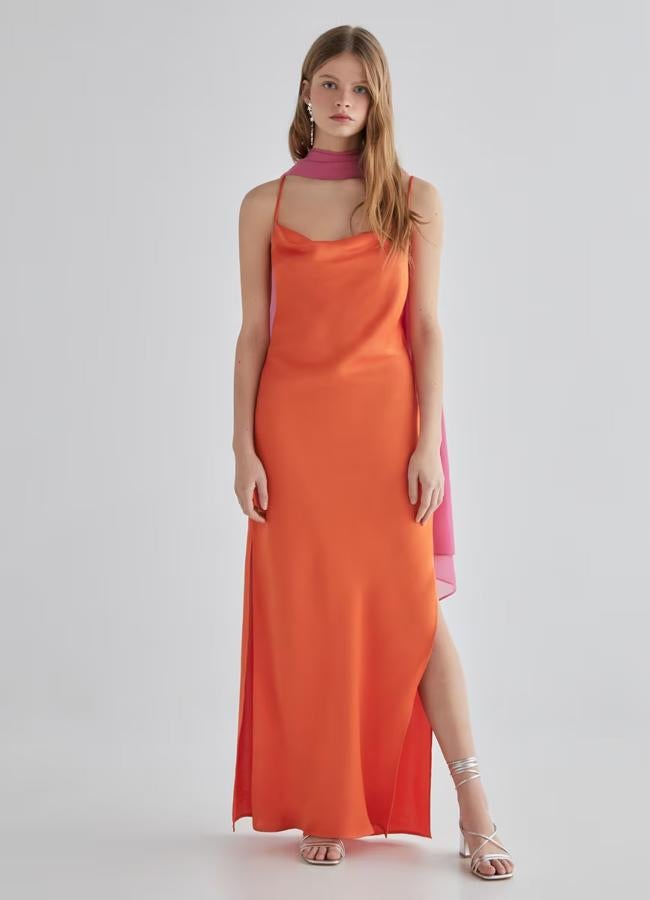 Vestido lencero en color naranja de Green Coast.