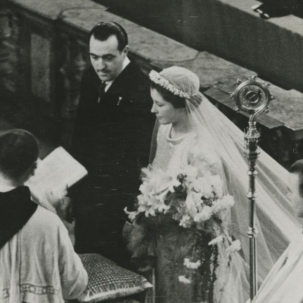 Alfonso y Alicia de Borbón, el día de su boda.