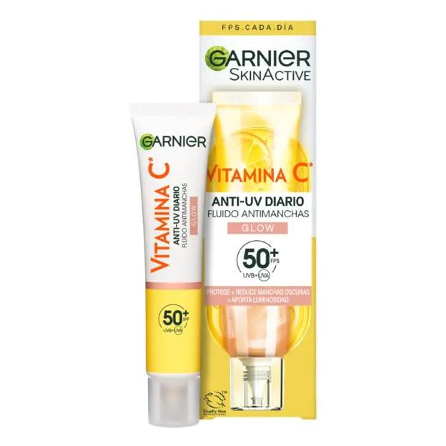 Garnier Vitamina C Fluido Antimanchas Anti-UV Diario Efecto Glow FPS50+.