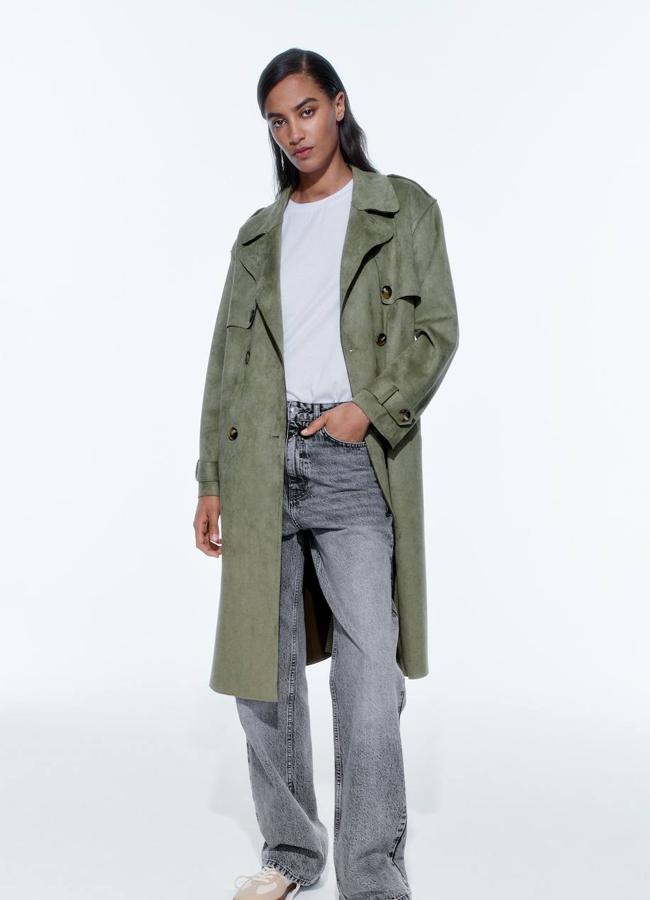 Trench efecto ante color khaki