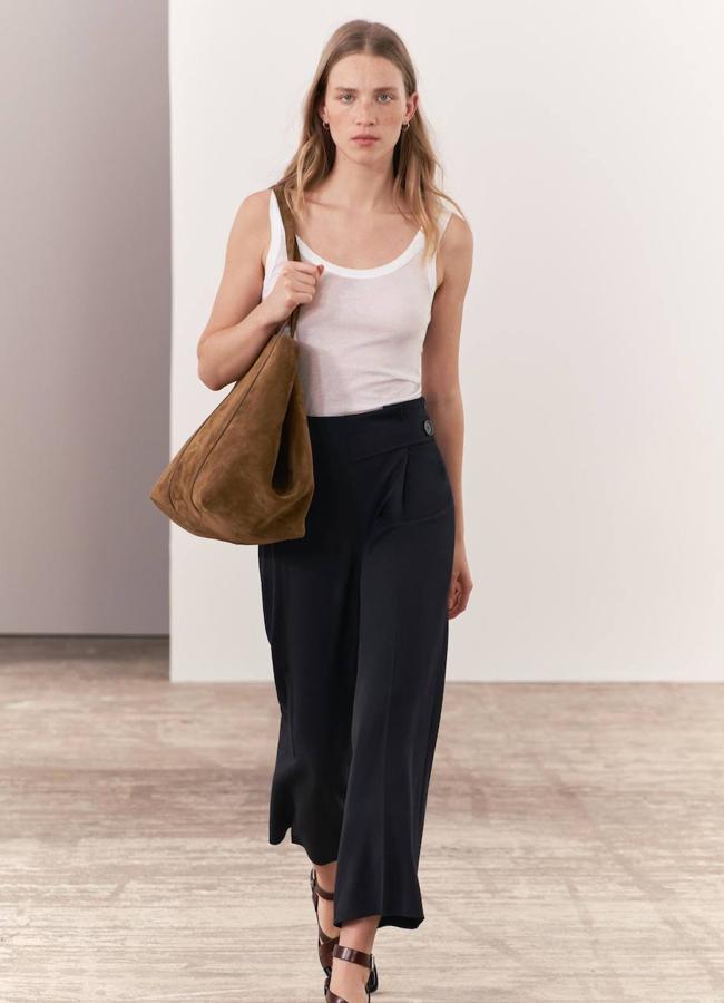 Pantalones culotte con cintura cruzada