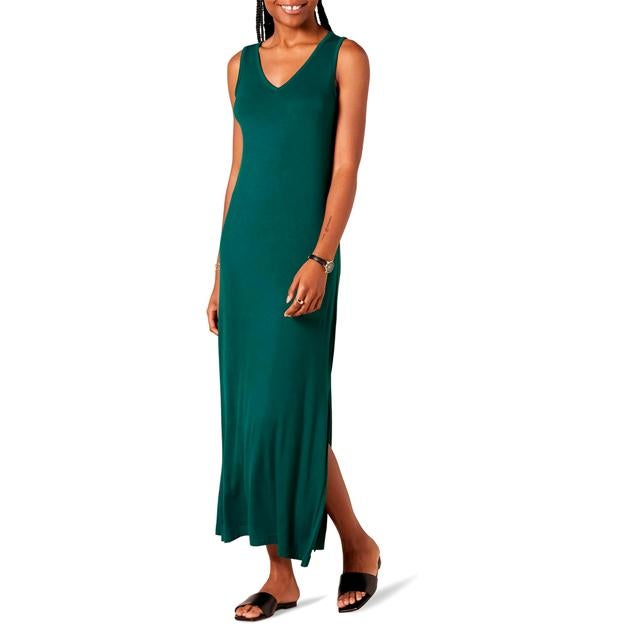 Vestido midi en color verde de Amazon Essentials.