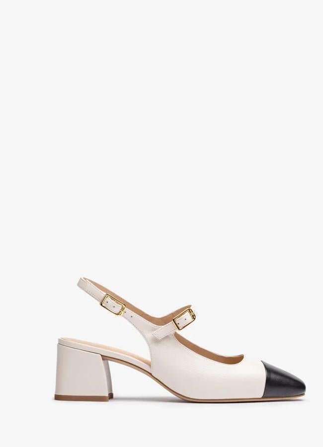 Slingback bicolor de Unisa, 125 euros.