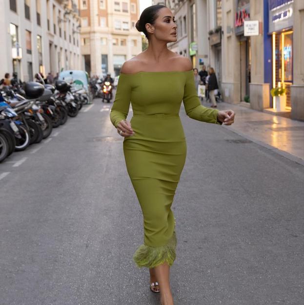 Vicky Martín Berrocal con un vestido verde