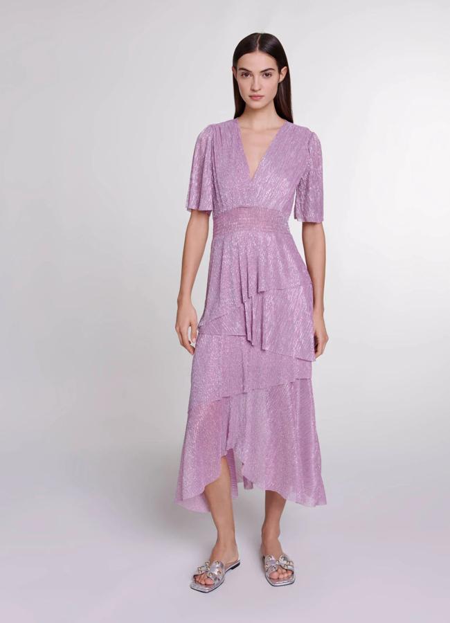 Vestido midi con volantes de Maje (375 euros).