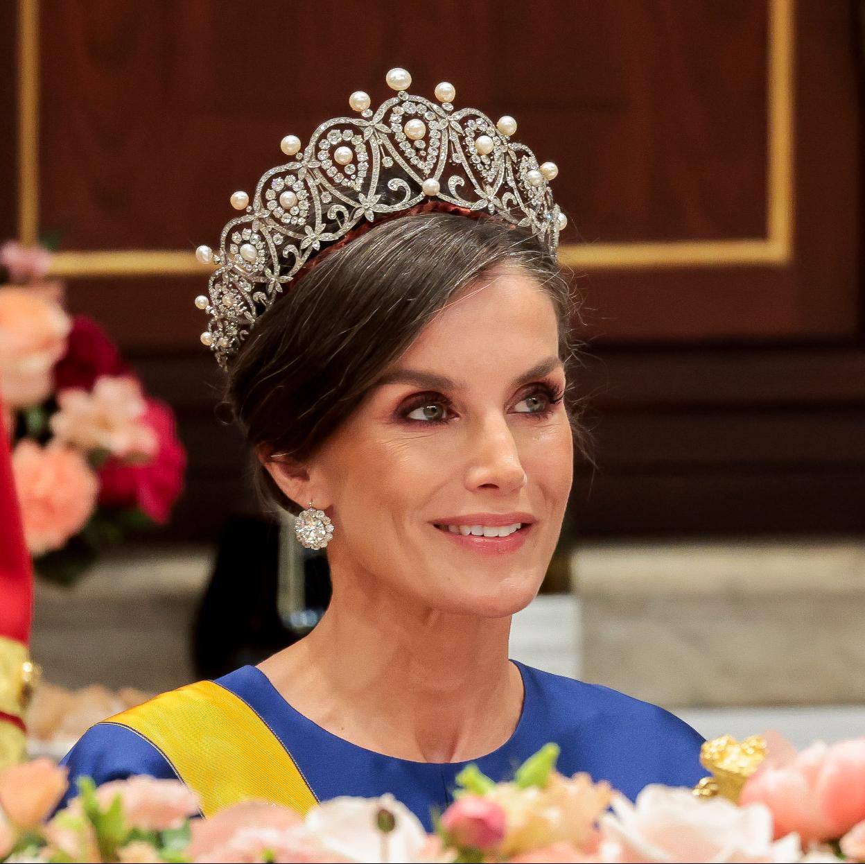 La reina Letizia durante la cena de gala./gtres