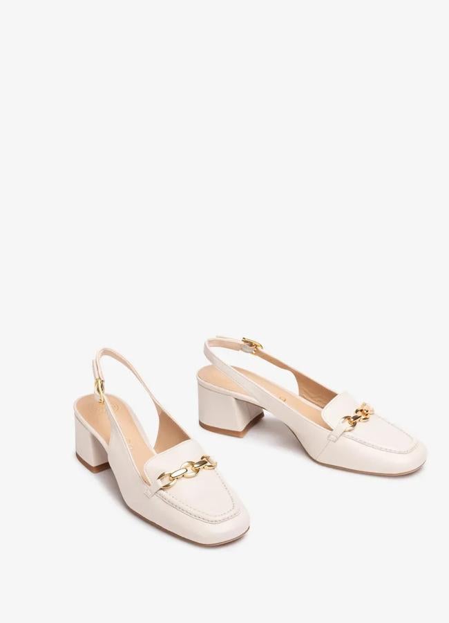 Slingback destalonado blanco de Unisa, 89,90 euros.