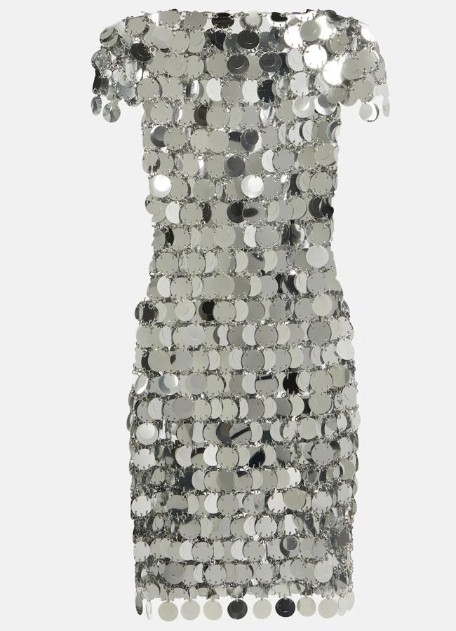 Vestido con lentejuelas de Paco Rabanne (a la venta en Mytheresa, 3.290 euros).