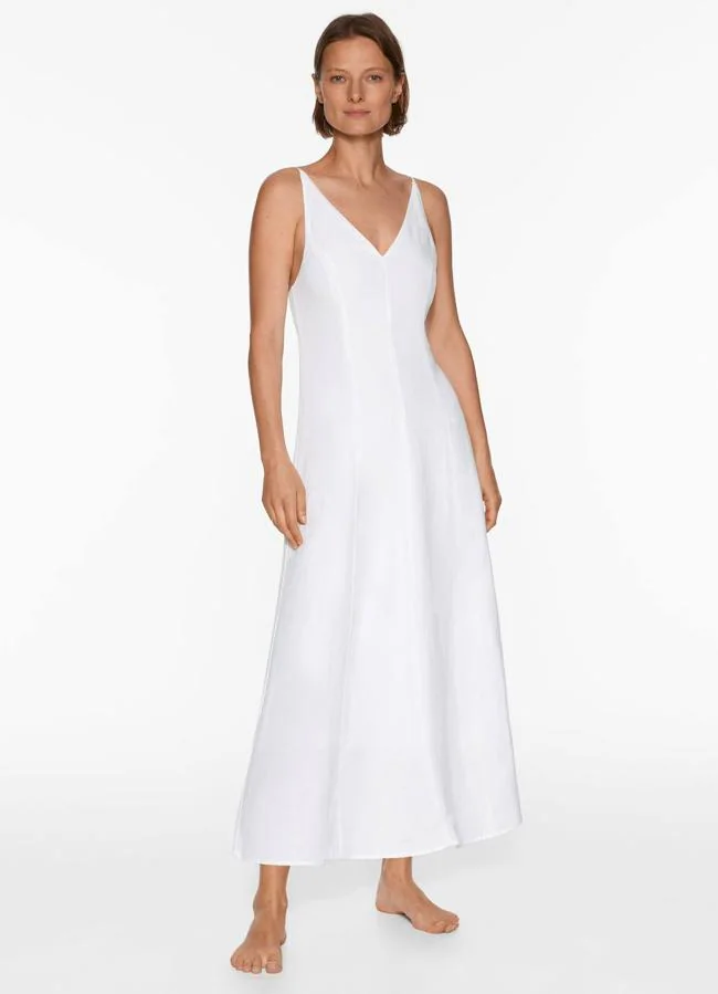 Vestido de lino blanco midi