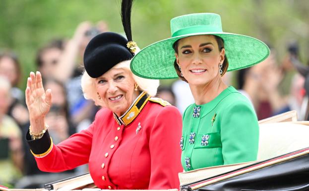 La reina Camilla y Kate Middleton en el desfile del Trooping the Colour 2023. 