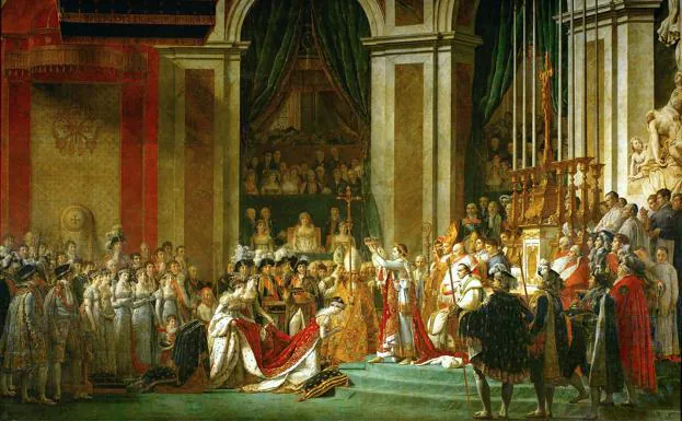 La imponente tiara de la emperatriz Josefina aparece en el cuadro 'La coronación de Napoleón', que se expone en el Museo del Louvre.