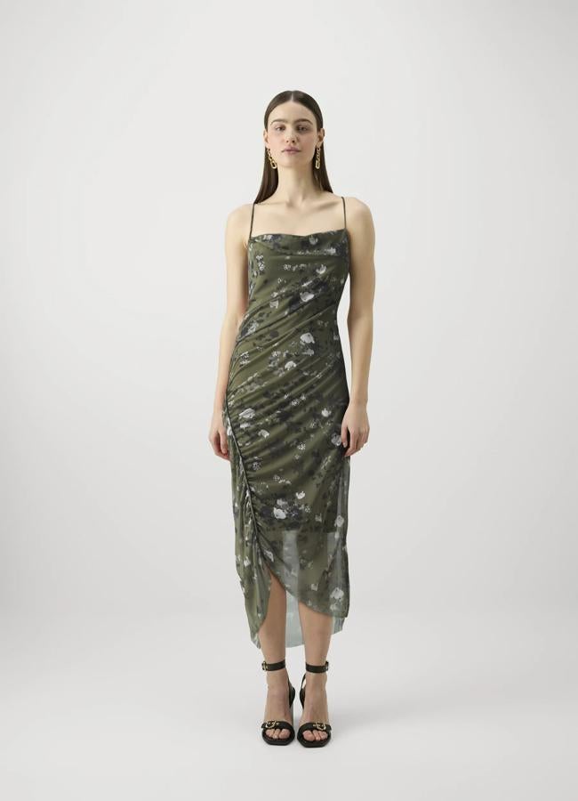 Vestido de flores verde de AllSaints, 154,95 euros.