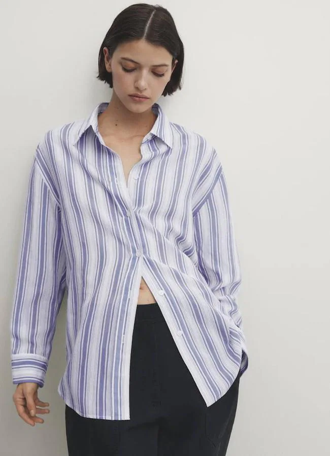 Camisa de lino oversize con rayas