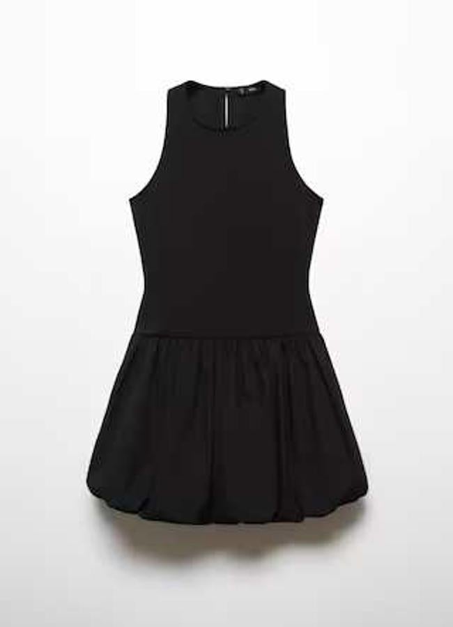 Vestido corto bajo abullonado de Mango (25,99€)