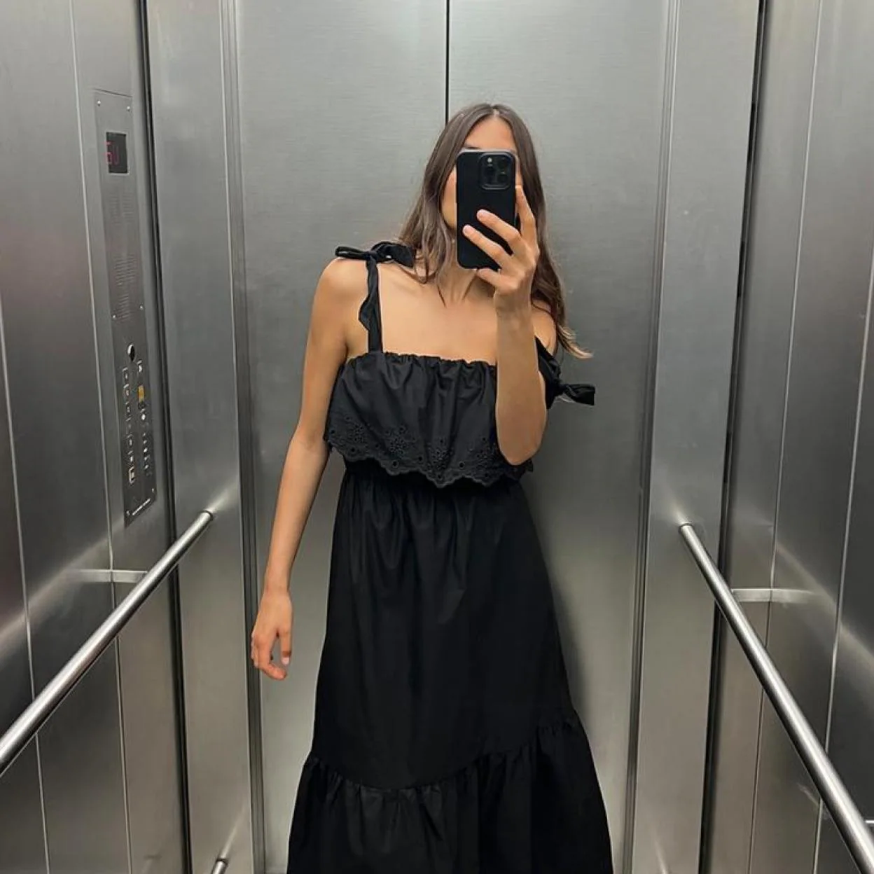 Vestido midi negro orders tirantes zara