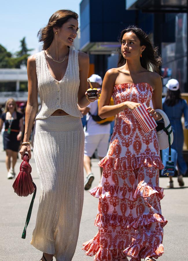 Rebecca Donalson con conjunto de crochet. Foto: Getty.