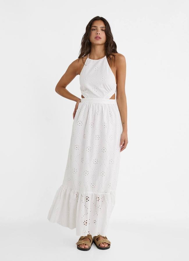 Vestido blanco con bordado inglés