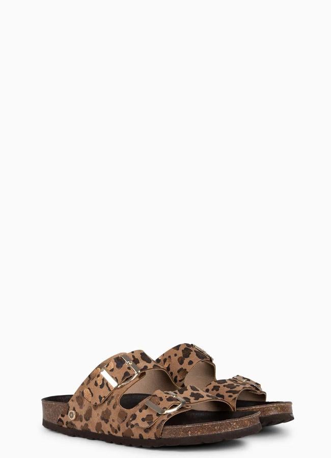 Sandalias con hebillas de leopardo