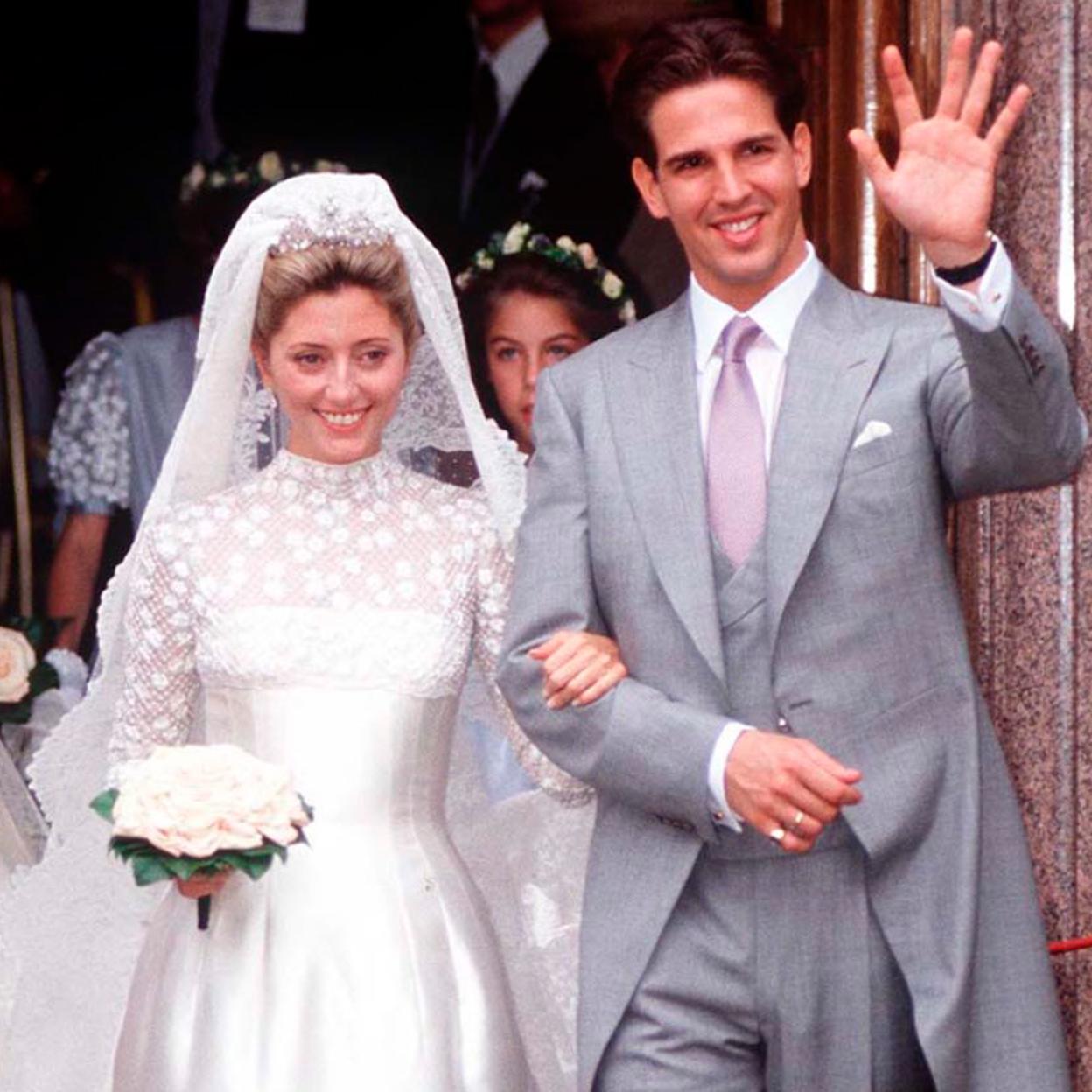 Marie-Chantal y Pablo de Grecia en el día de su boda en 1995./getty